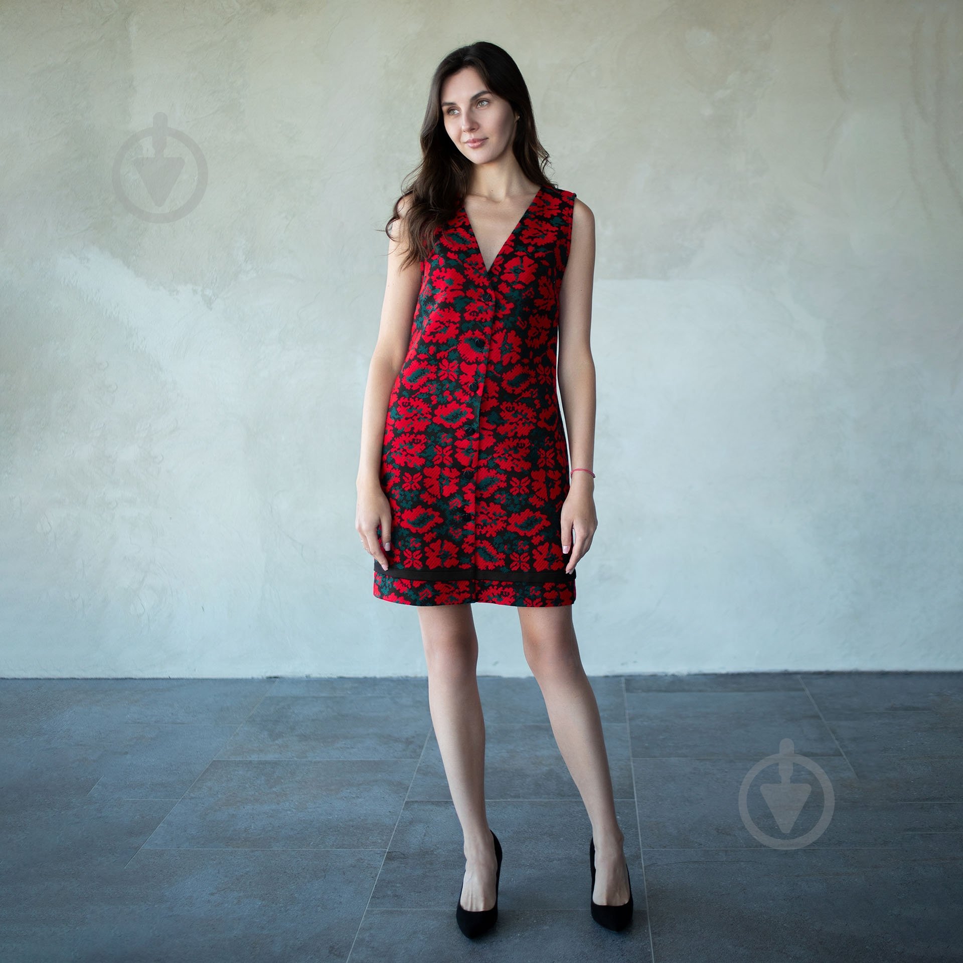 Сарафан Эдельвика 444-25/00 р. 44 (L/XL) черный с красным - фото 2