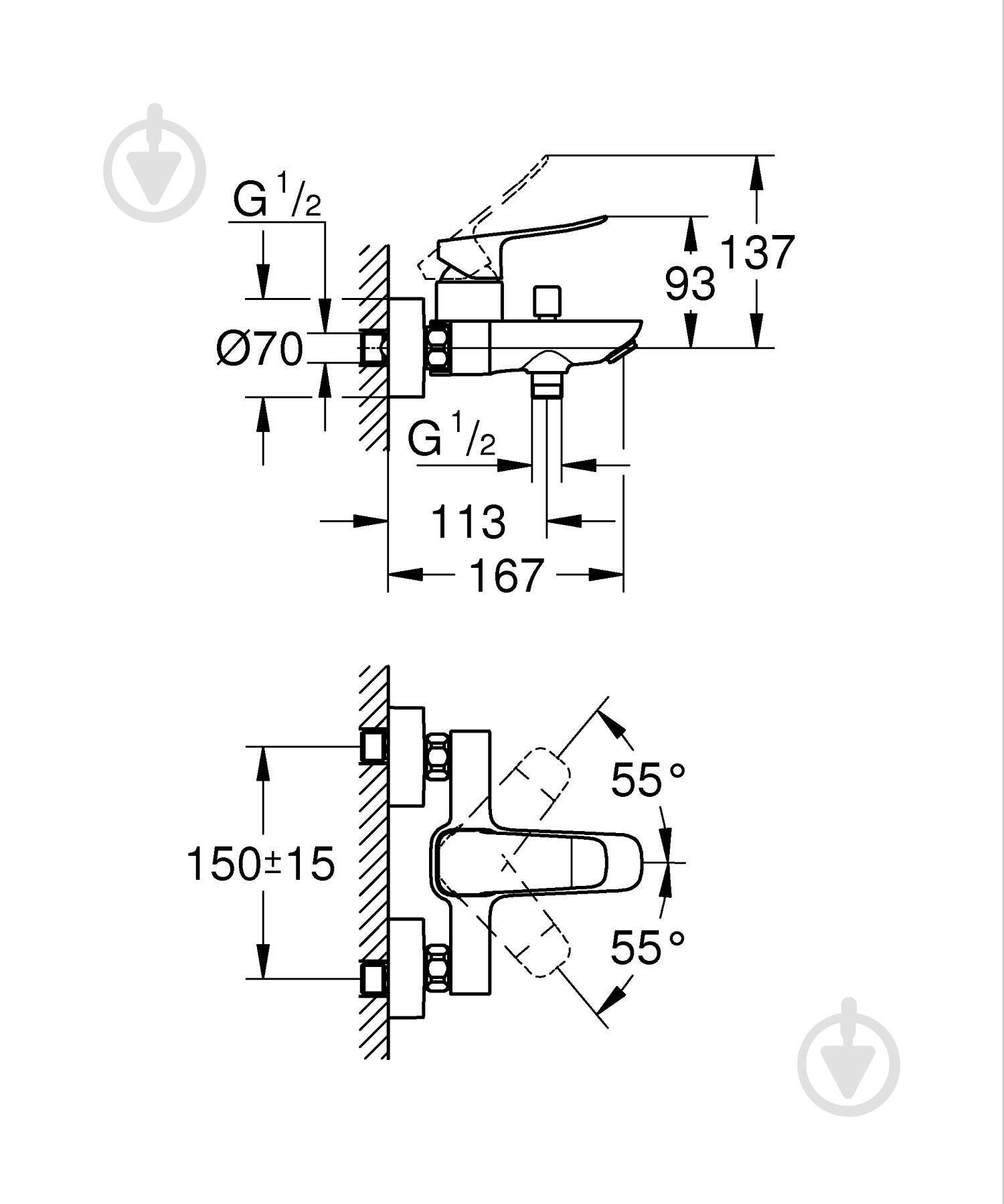 Смеситель для ванны Grohe Dice однорычажный (1018722430) black - фото 7 Смеситель для ванны Grohe Dice однорычажный (1018722430) black - фото 7