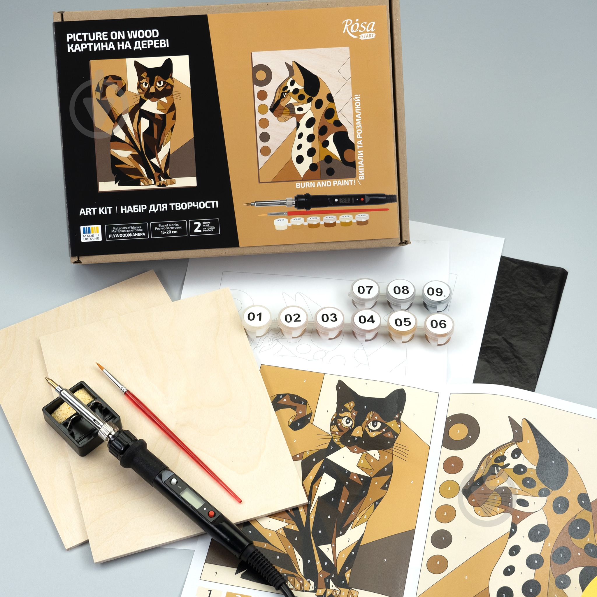 Набір для випалювання „Cats 2“ з фарбами Rosa Start - фото 4 Набір для випалювання „Cats 2“ з фарбами Rosa Start - фото 4