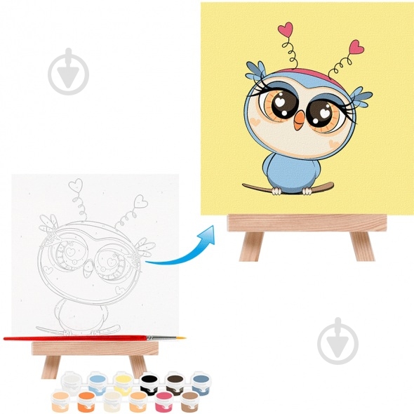 Картина по номерам Совеня с мольбертом 15x15 см Rosa Start - фото 1