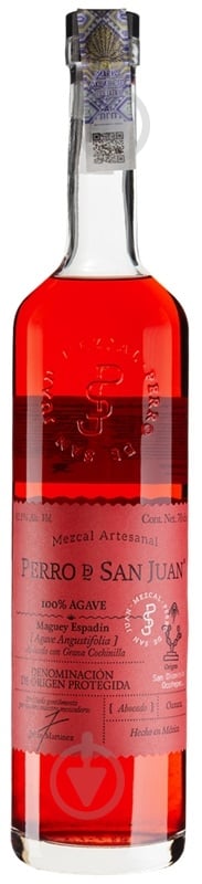 Мескаль Perro de San Juan Grana закрашенный гусеницой Cochinilla 0,7 л 42% - фото 1 Мескаль Perro de San Juan Grana закрашенный гусеницой Cochinilla 0,7 л 42% - фото 1