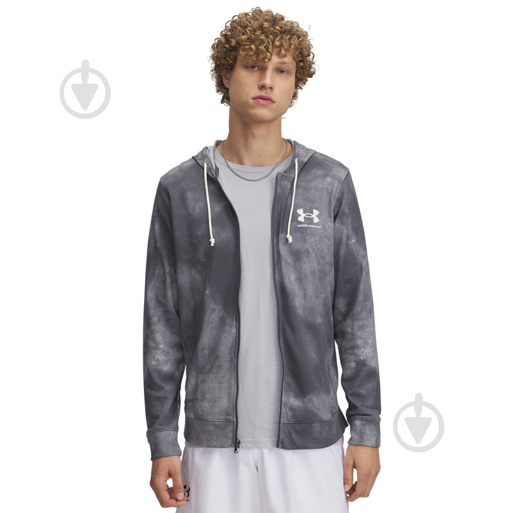 Джемпер Under Armour Rival Terry AOP FZ Q1 1390139-025 р.S-M сірий - фото 1