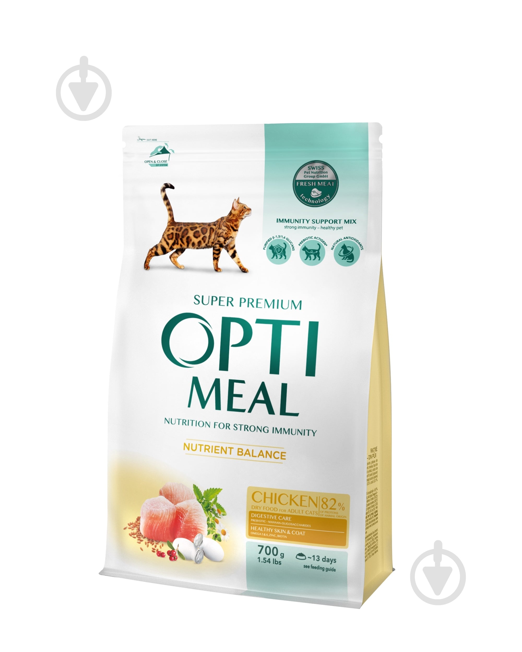 Корм Optimeal для взрослых котов с курицей 700 г - фото 1