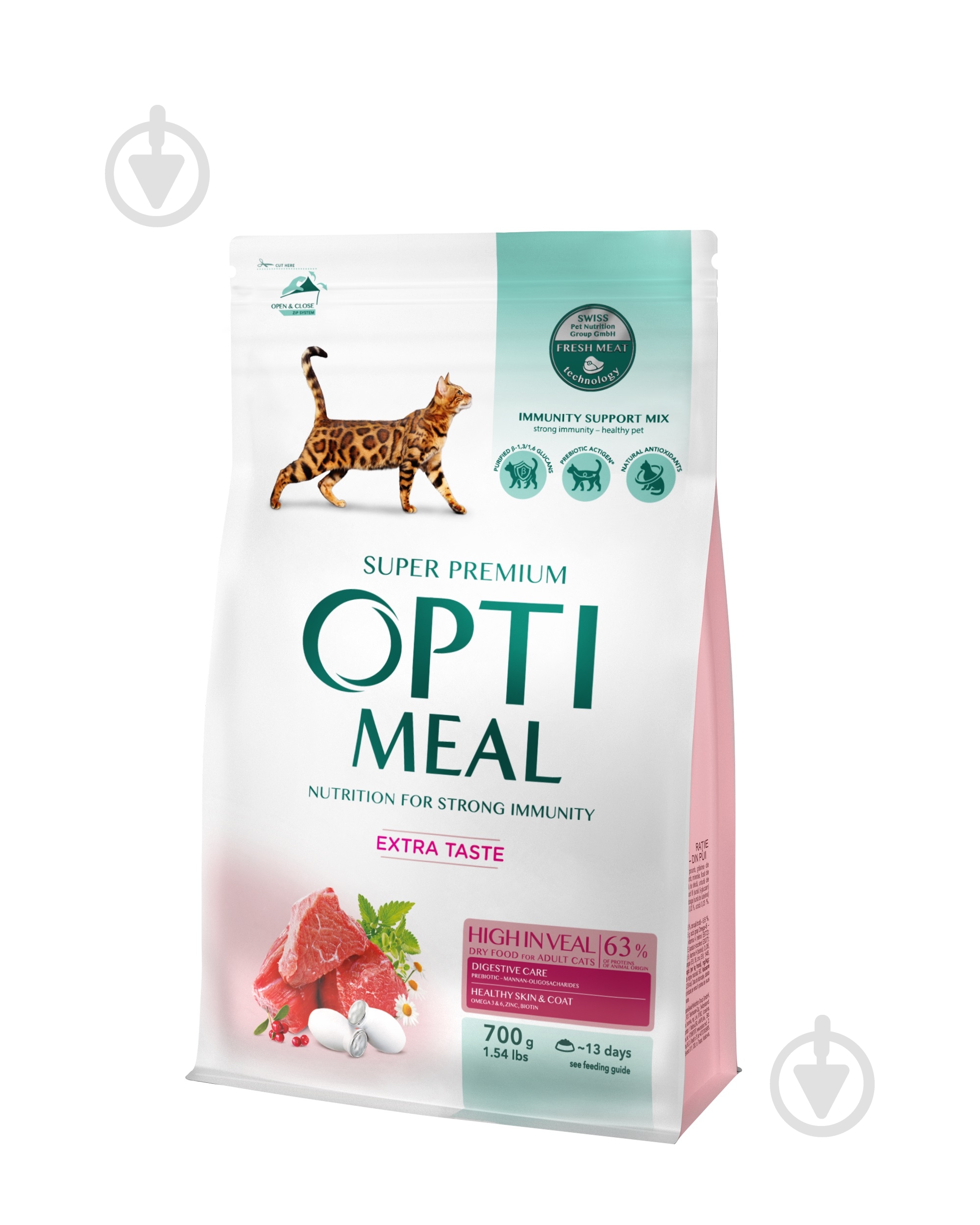 Корм Optimeal для дорослих котів з високим вмістом телятини 700 г - фото 1