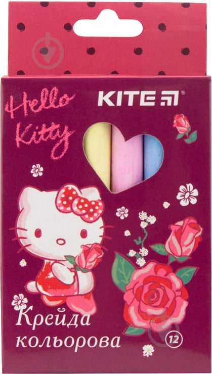 Мел цветной 12 шт. Hello Kitty HK19-075 KITE - фото 1