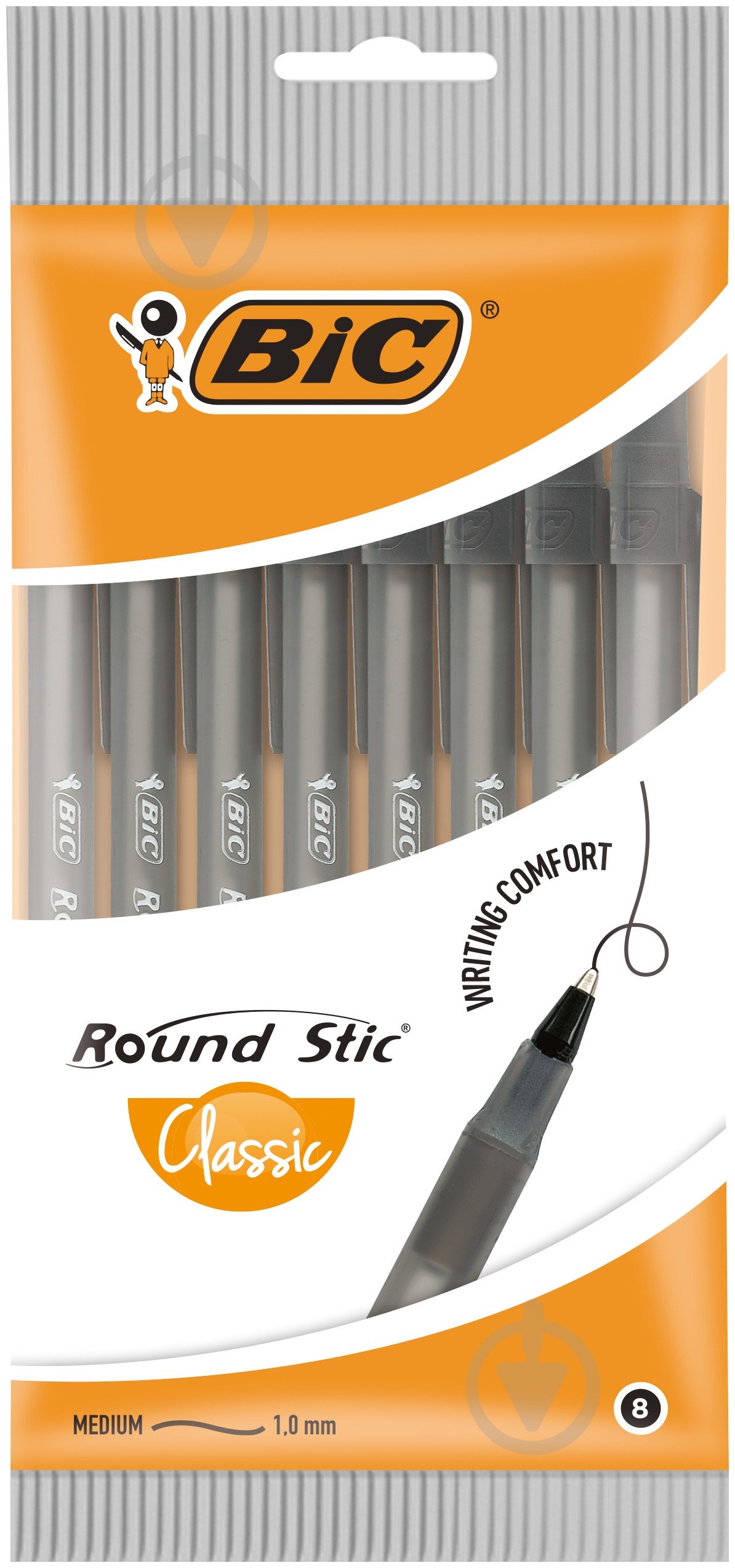 Ручка BIC Round Stic 1.0 мм чорний 8 шт. - фото 1