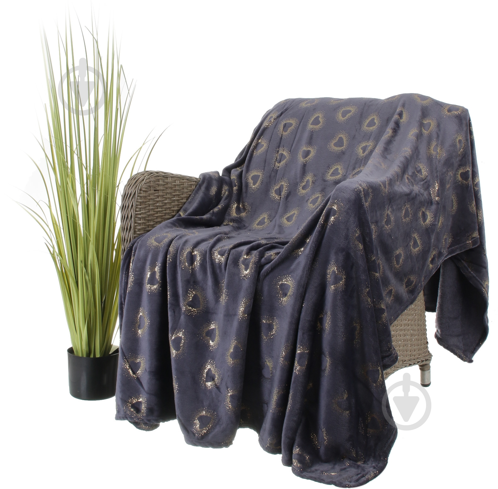 Плед Basic Shine Hearts 160x200 см синий La Nuit - фото 1