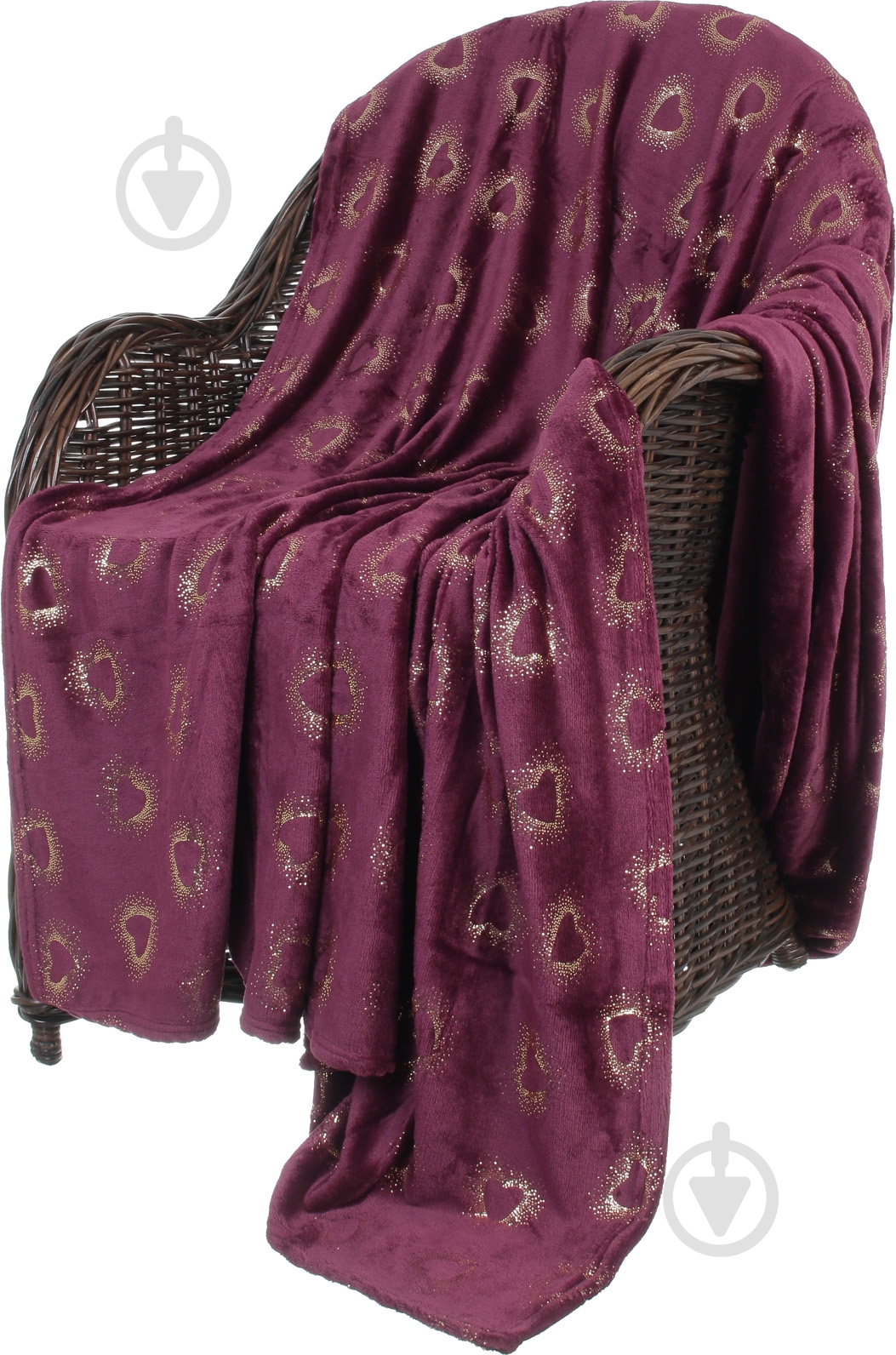 Плед Basic Shine Hearts 160x200 см Бордо La Nuit - фото 1