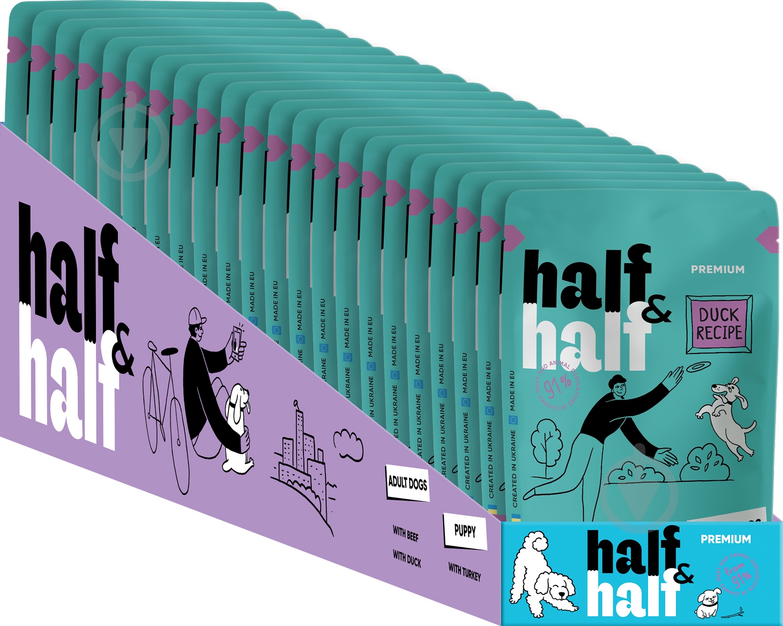 Корм влажный Half&Half кусочки утки в соусе 100 г - фото 3 Корм влажный Half&Half кусочки утки в соусе 100 г - фото 3
