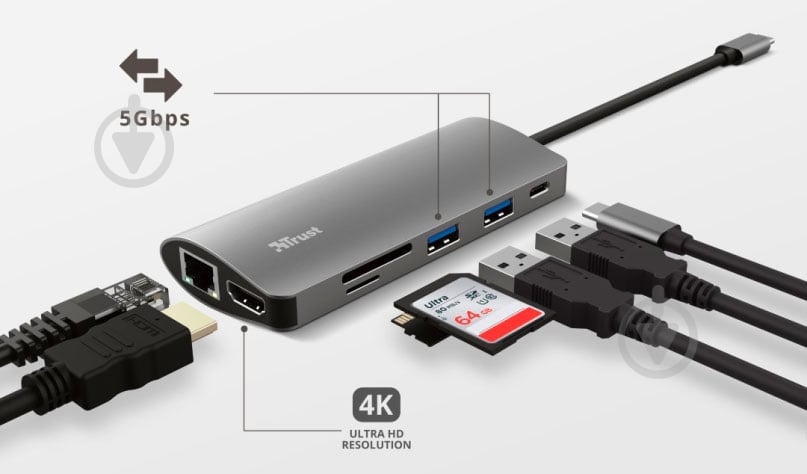 USB-хаб Trust Dalyx 7-IN-1 USB-C Aluminium - фото 10