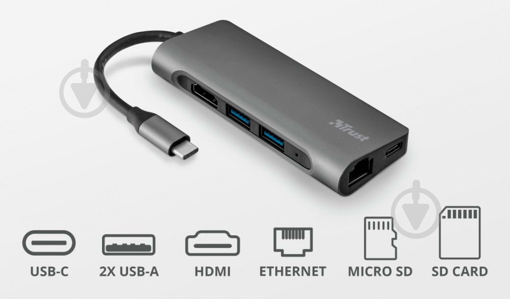 USB-хаб Trust Dalyx 7-IN-1 USB-C Aluminium - фото 13