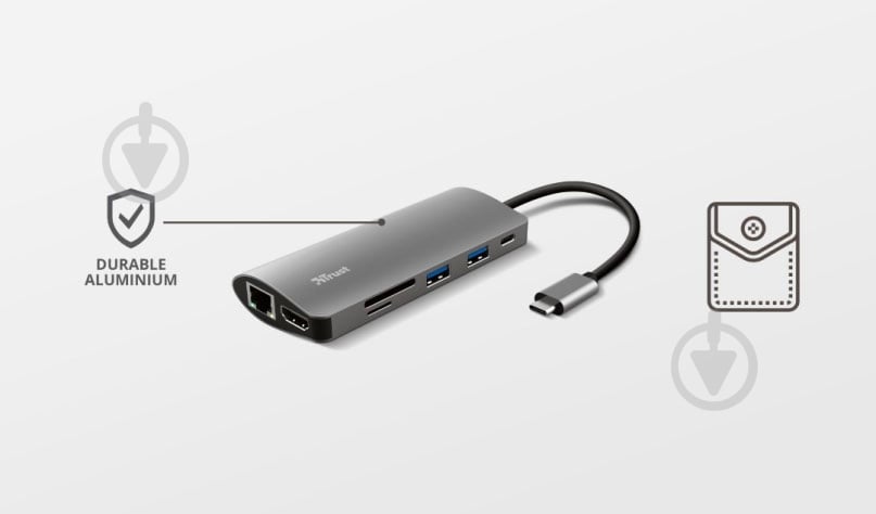 USB-хаб Trust Dalyx 7-IN-1 USB-C Aluminium - фото 8