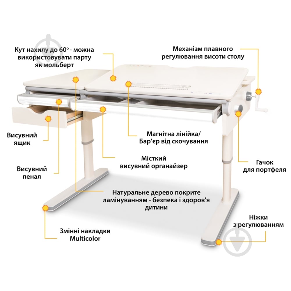 Дитячий стіл Mealux Montreal Multicolor BD-670 W/MC Lite - фото 10