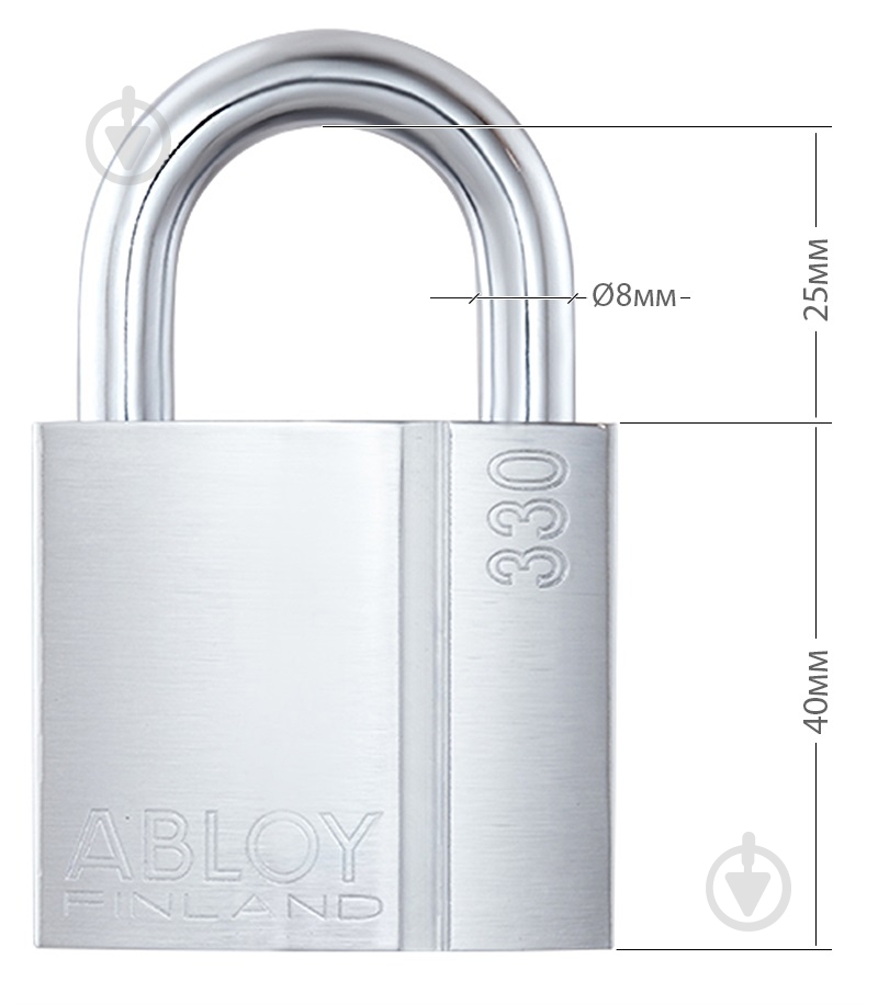 Замок навісний Abloy PL330 SENTRY BA66EE 2KEY STR_B NR_shackle BOX відкритий (амбарний) - фото 5