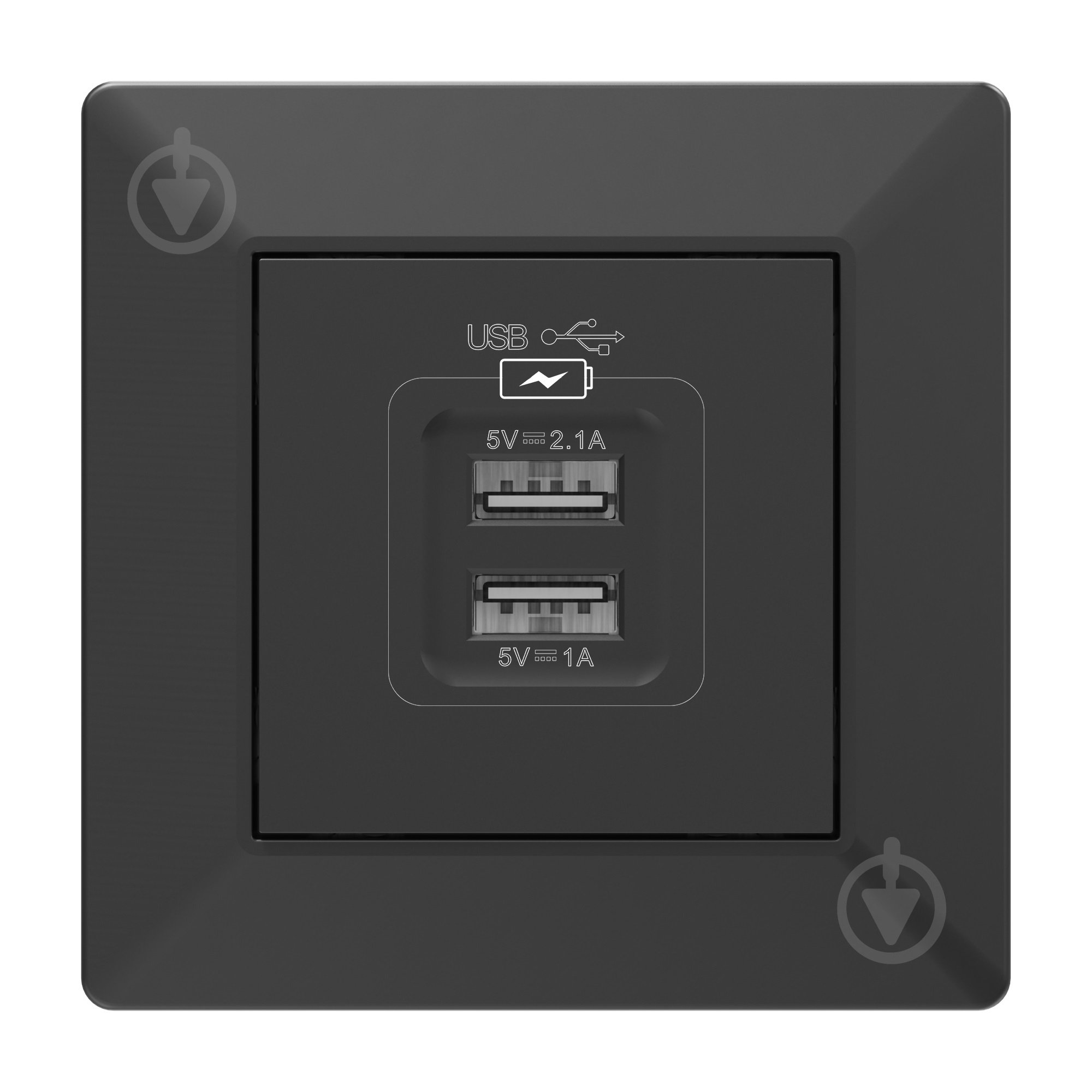 Механизм розетки USB 2 HausMark Alta черный - фото 1