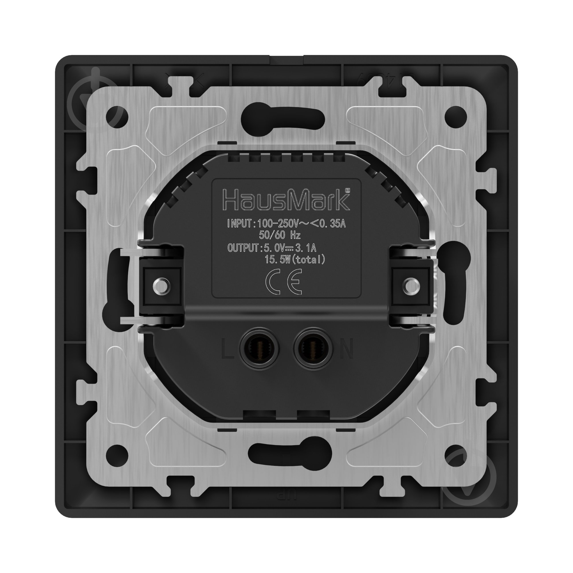 Механизм розетки USB 2 HausMark Alta черный - фото 2