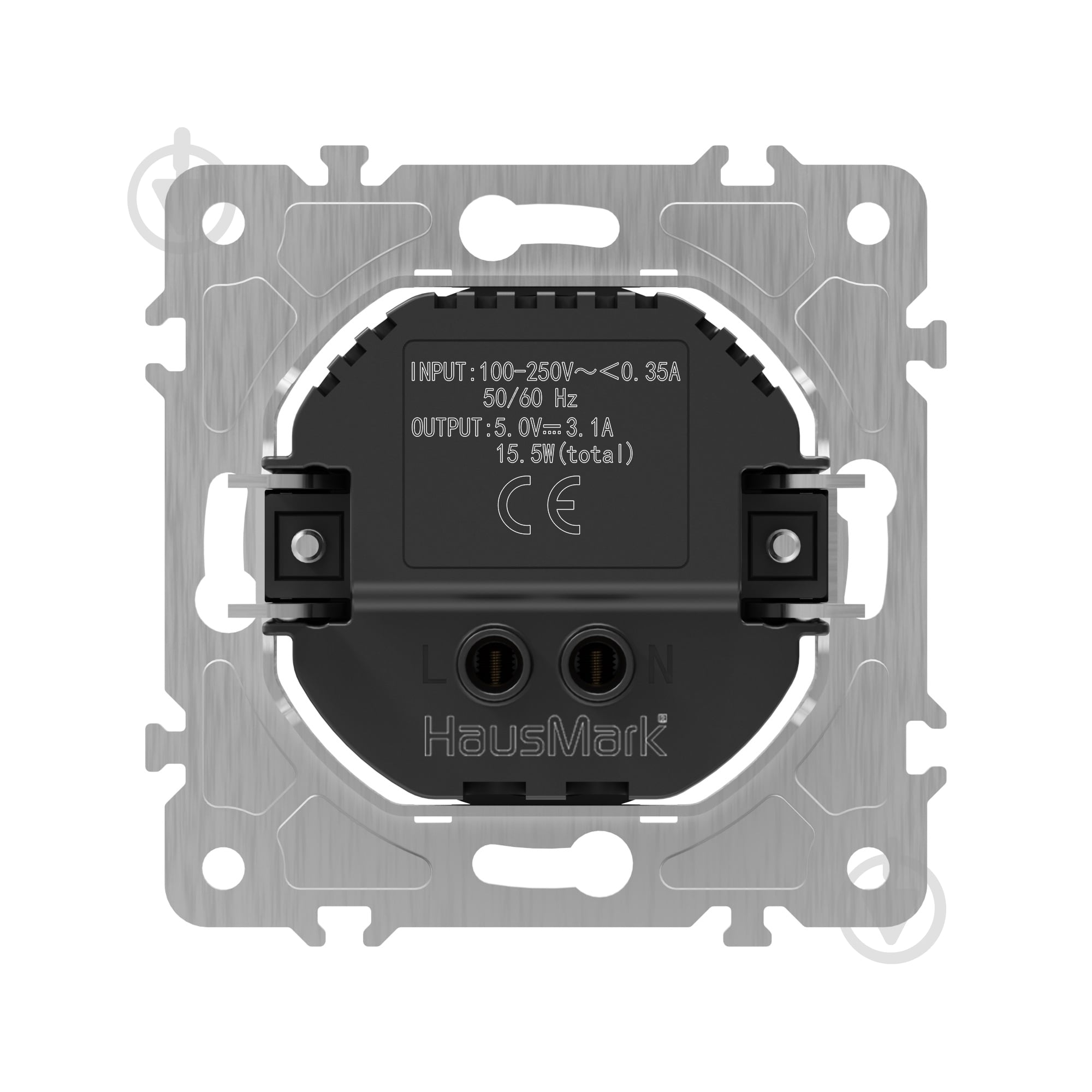 Механизм розетки USB 2 HausMark Bela IP20 черный - фото 4