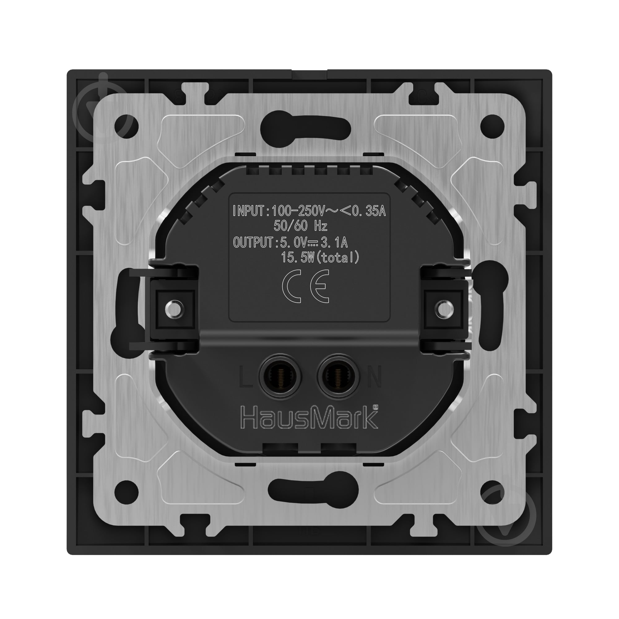 Механизм розетки USB 2 HausMark Bela IP20 черный - фото 2