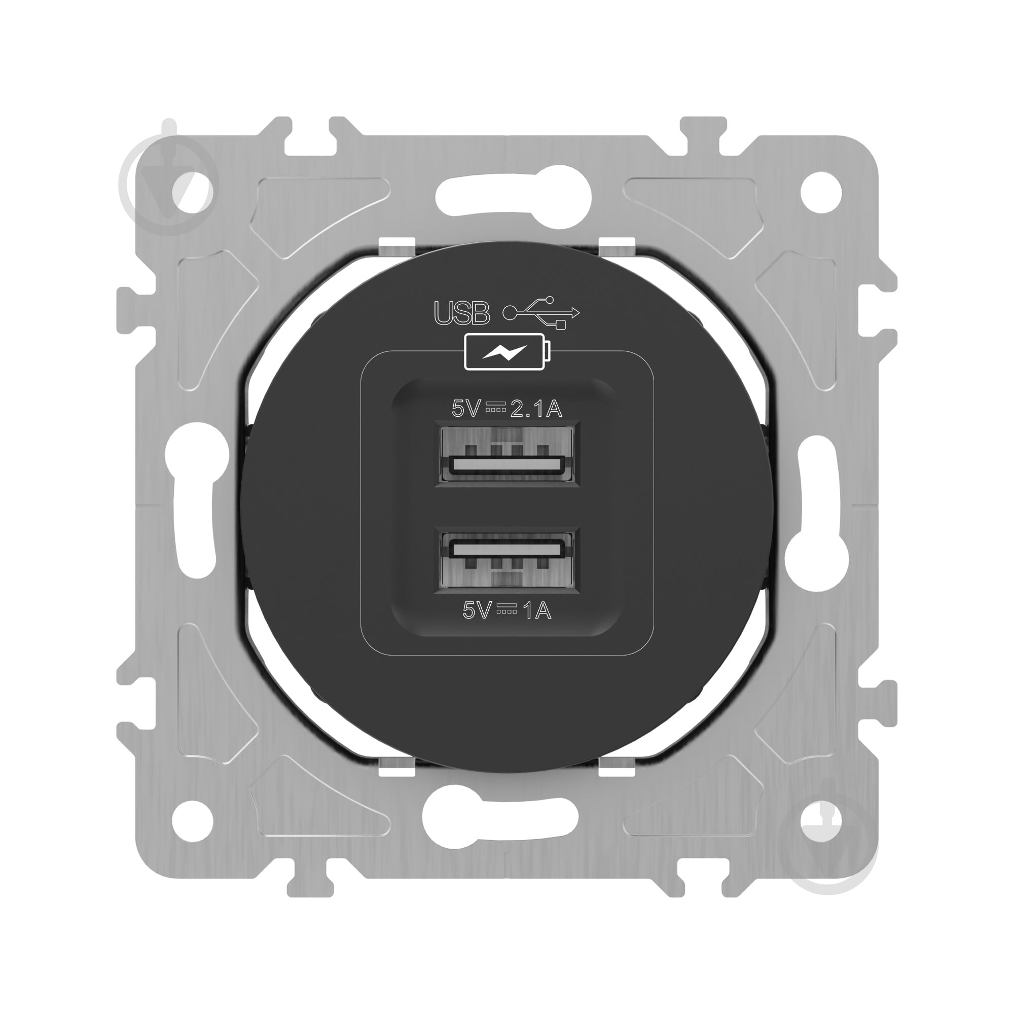 Механизм розетки USB 2 HausMark Bela IP20 черный - фото 3