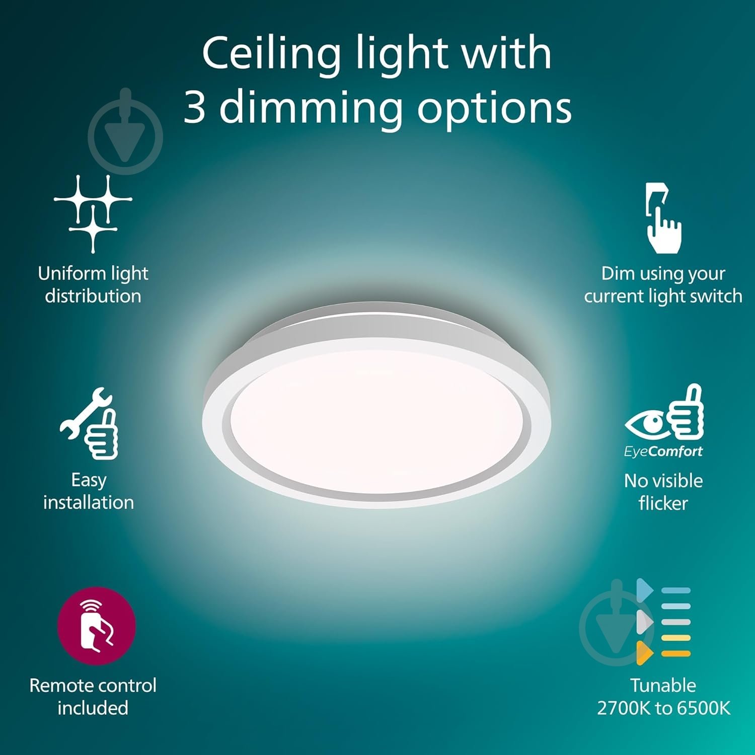 Светильник потолочный Philips белый 2700-6500 К 929004689001 - фото 2