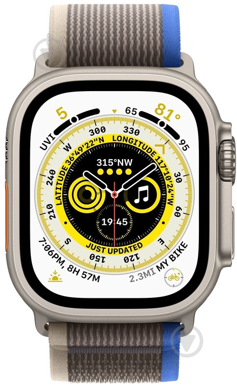 Ремешок Apple Watch 49 mm Trail Loop - M/L blue/gray (MQEK3ZM/A) - фото 2