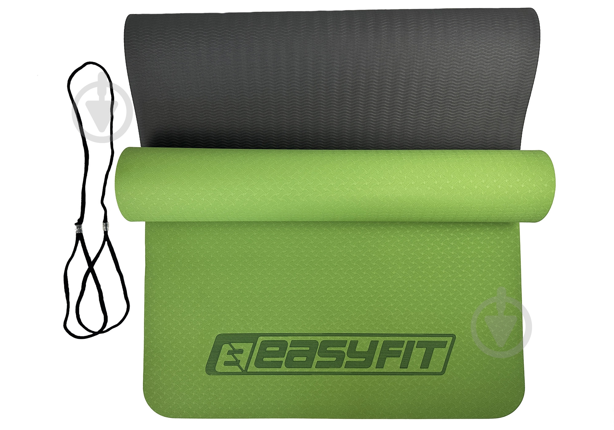 Коврик для йоги EasyFit TPE+TC ECO-Friendly двухслойный для фитнеса 6 мм зеленый с черным EF-1924 - фото 2