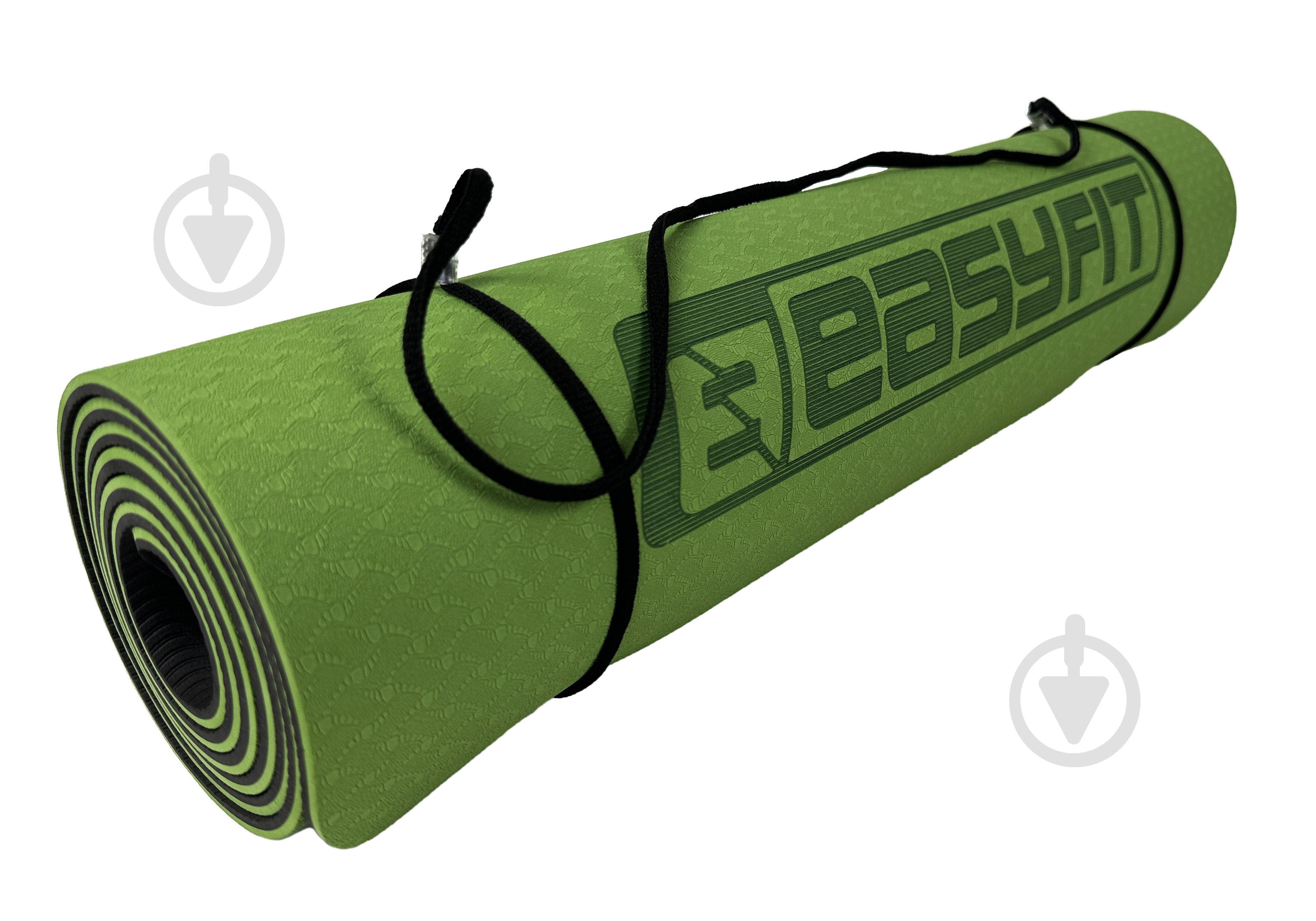 Коврик для йоги EasyFit TPE+TC ECO-Friendly двухслойный для фитнеса 6 мм зеленый с черным EF-1924 - фото 3