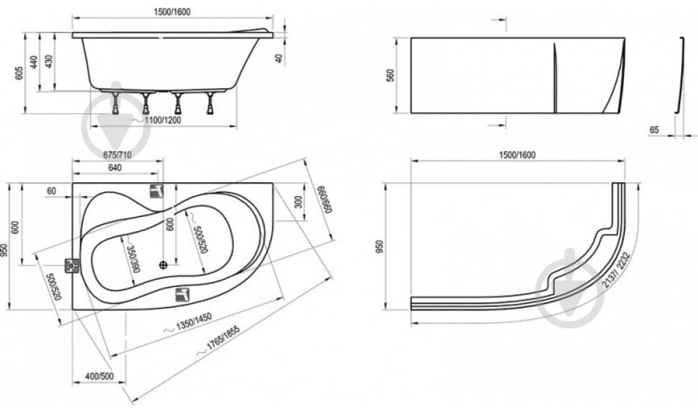 Ванна Ravak Rosa 95 C571000000 L 160х95 см - фото 3