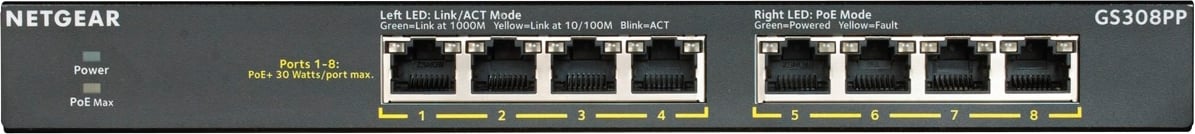 Коммутатор NETGEAR GS308PP (GS308PP-100EUS) - фото 3 Коммутатор NETGEAR GS308PP (GS308PP-100EUS) - фото 3