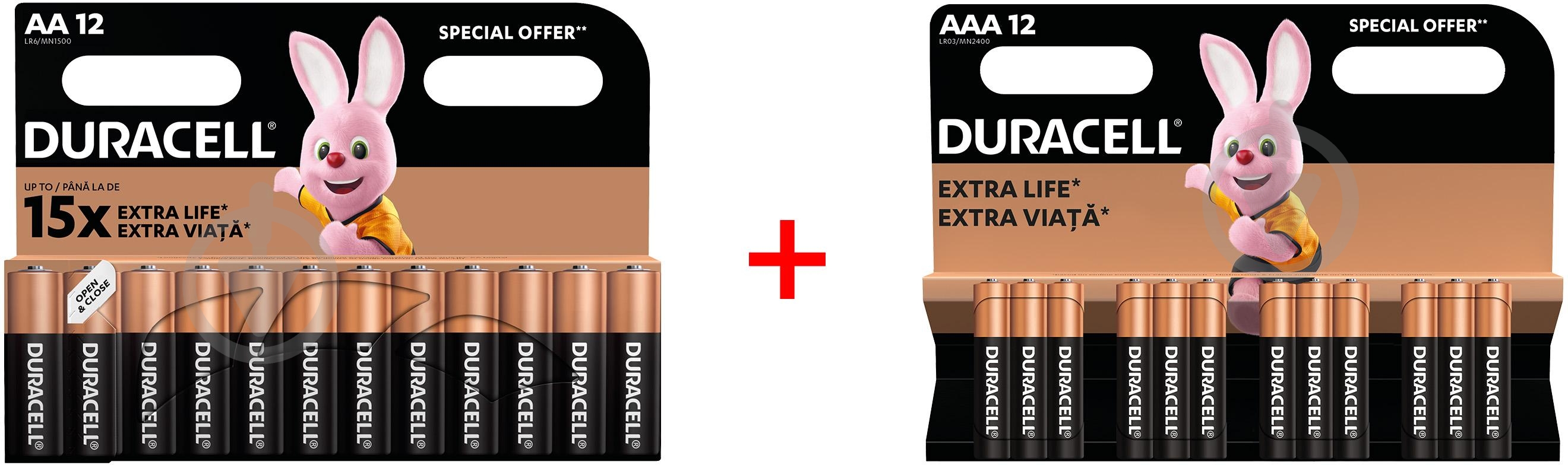 Батарейки лужні Duracell kit LR06(AA) 12 шт + LR03(AAA) 12 шт набір - 24 шт. - фото 2