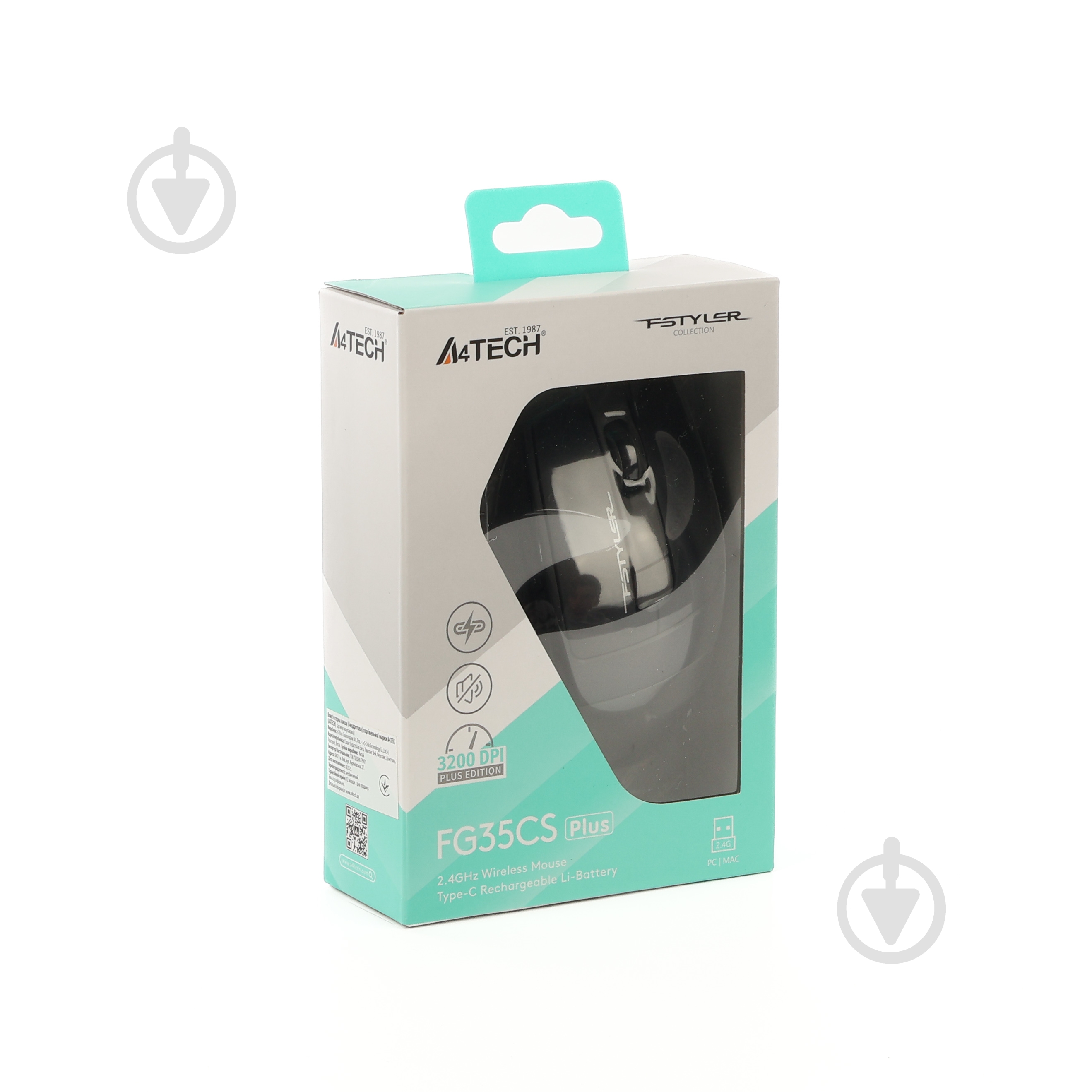 Мышь A4Tech беспроводная бесшумная, 3200 dpi black/grey (FG35CS Plus (Grey)) - фото 12