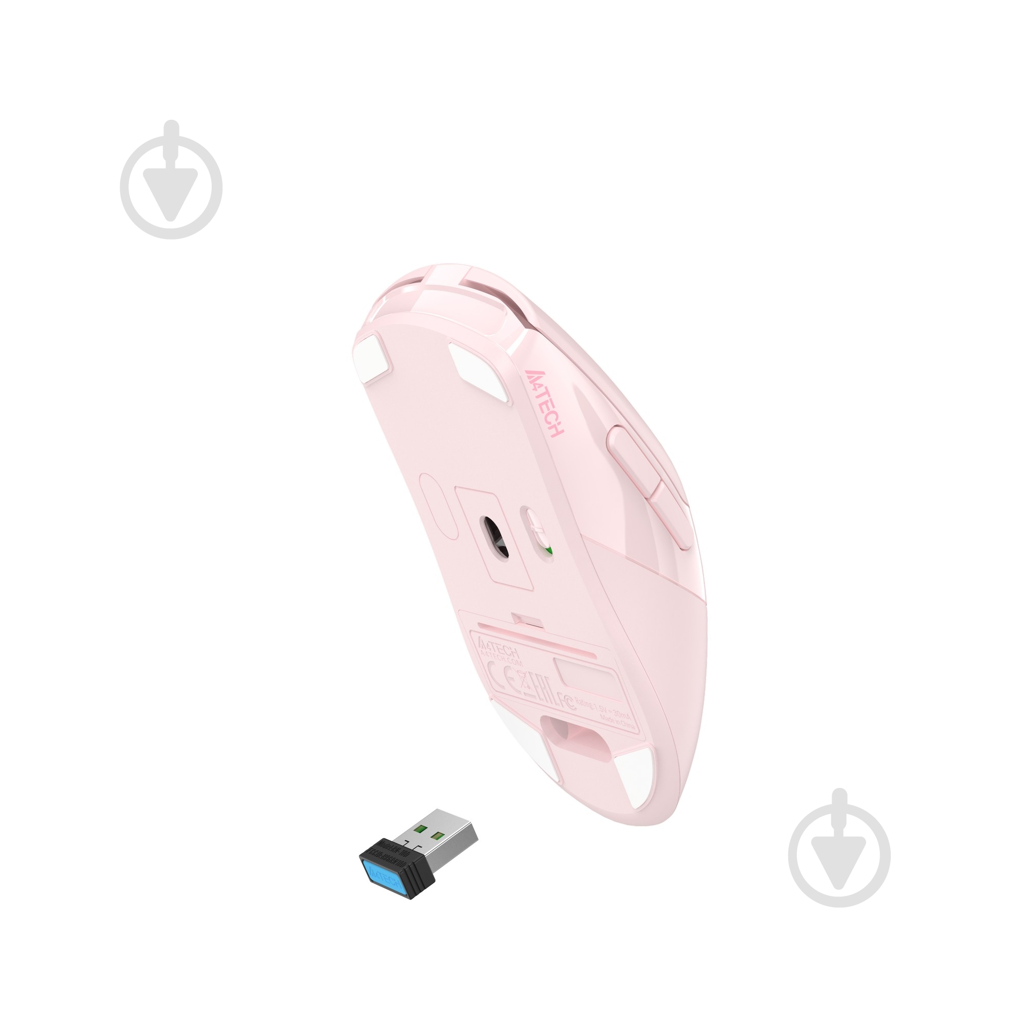 Миша A4Tech бездротова, USB, 3200 dpi, Double Click pink (FG50 Plus (Pink)) - фото 10