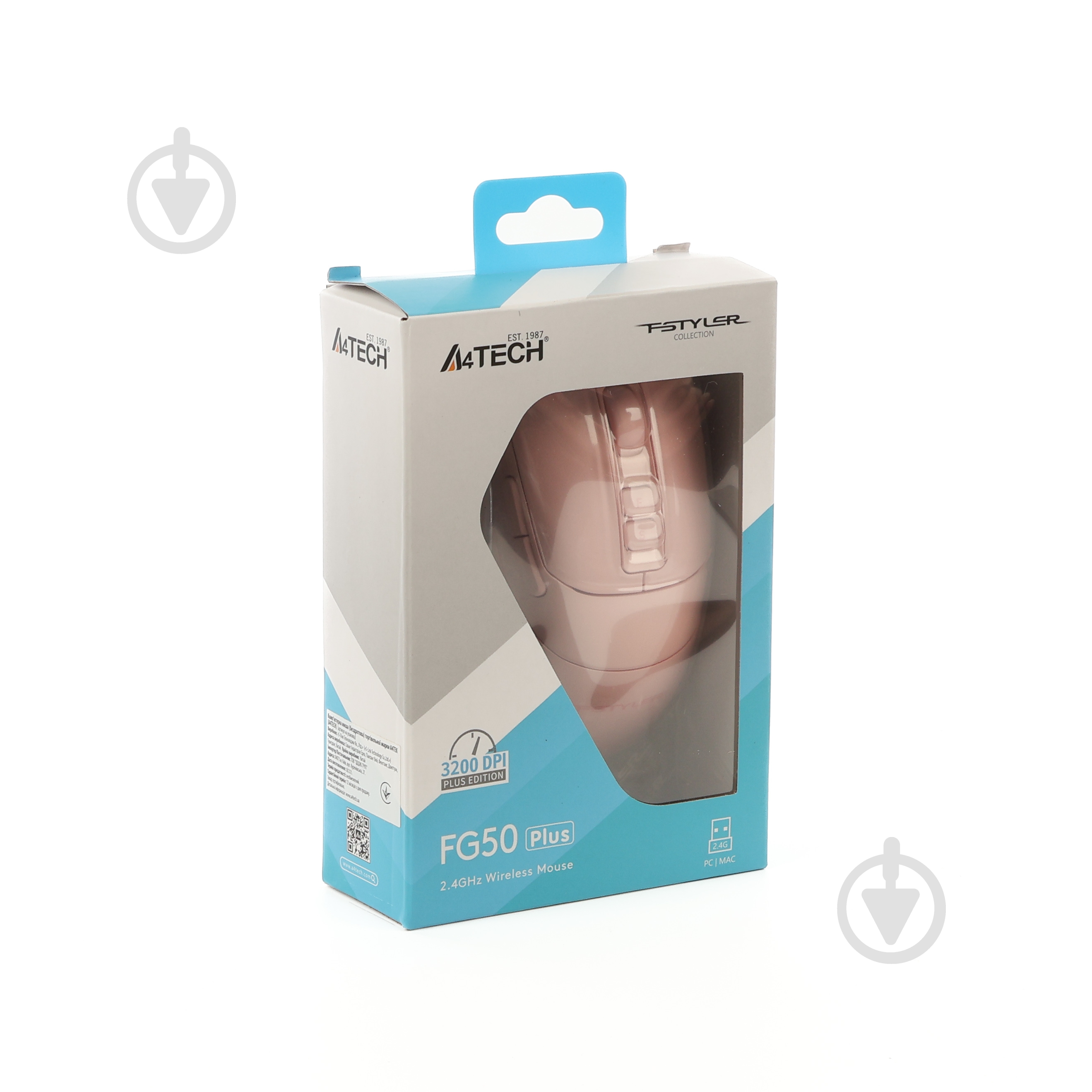 Миша A4Tech бездротова, USB, 3200 dpi, Double Click pink (FG50 Plus (Pink)) - фото 13
