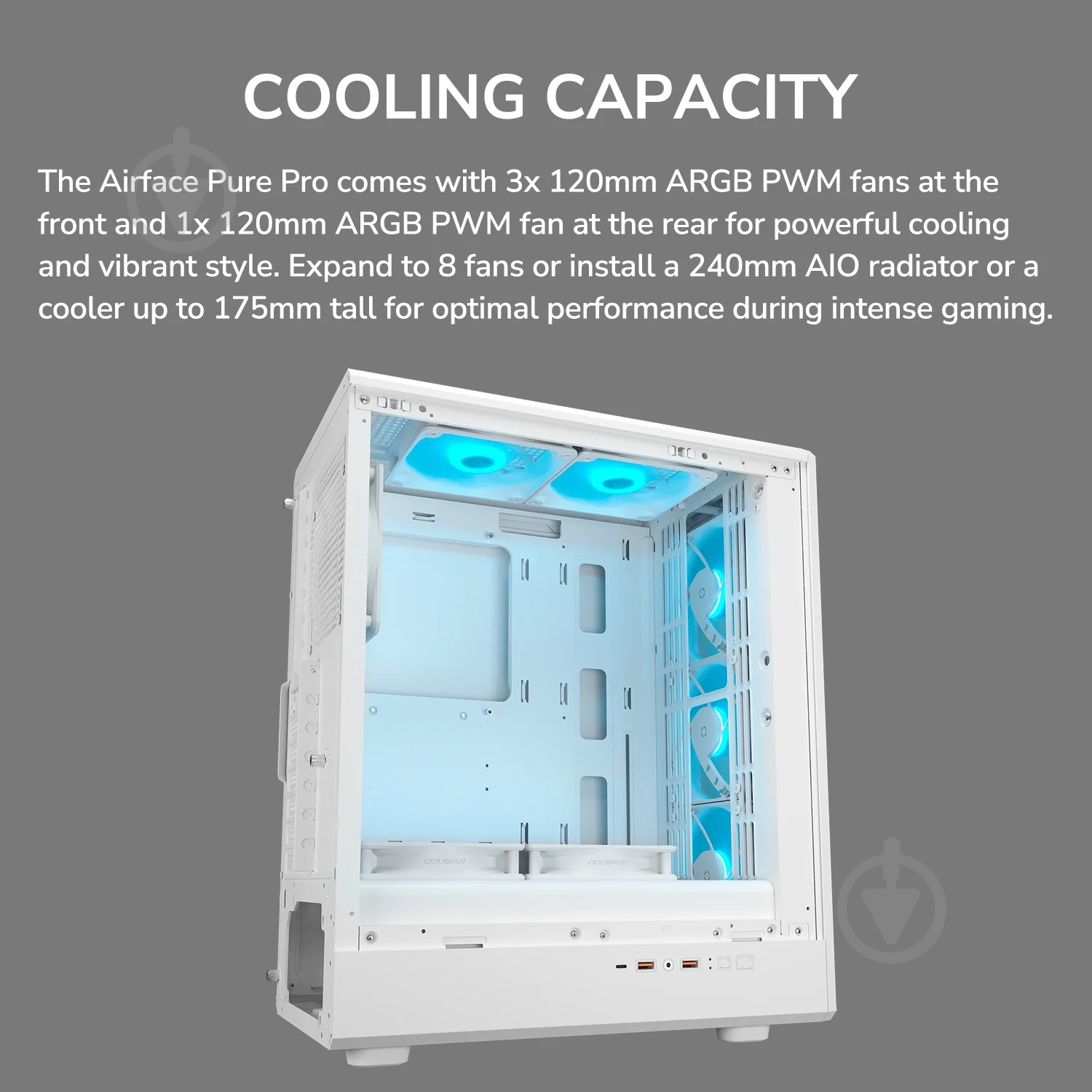 Корпус Cougar AIRFACE PURE PRO White, ATX/mATX/mini-ITX - фото 17