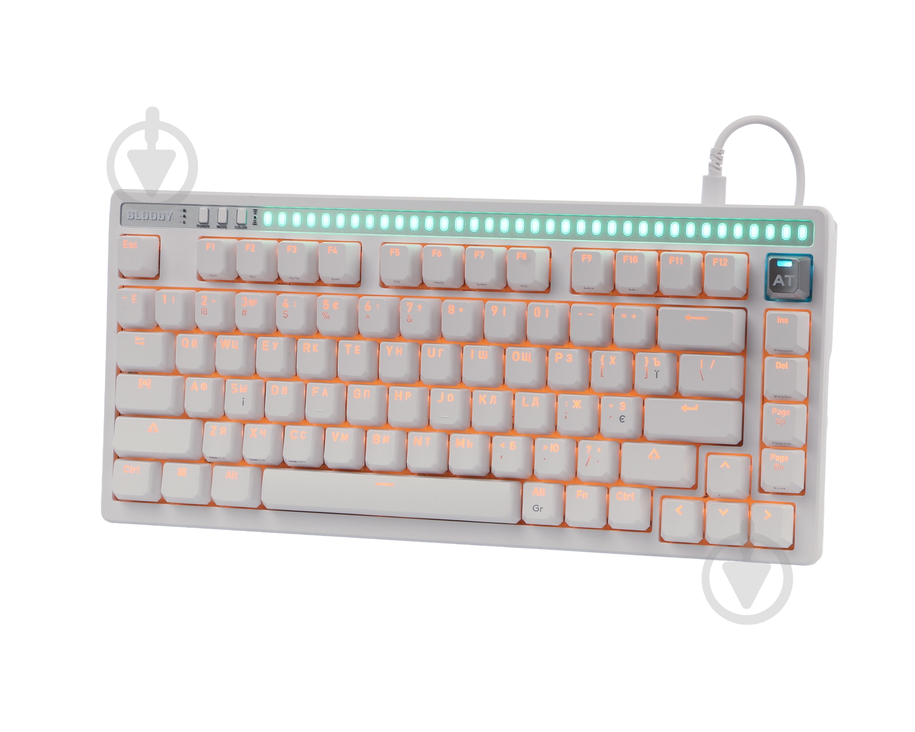 Клавиатура игровая BLOODY (AT75 (White)) Alpha Optical Switch white - фото 2