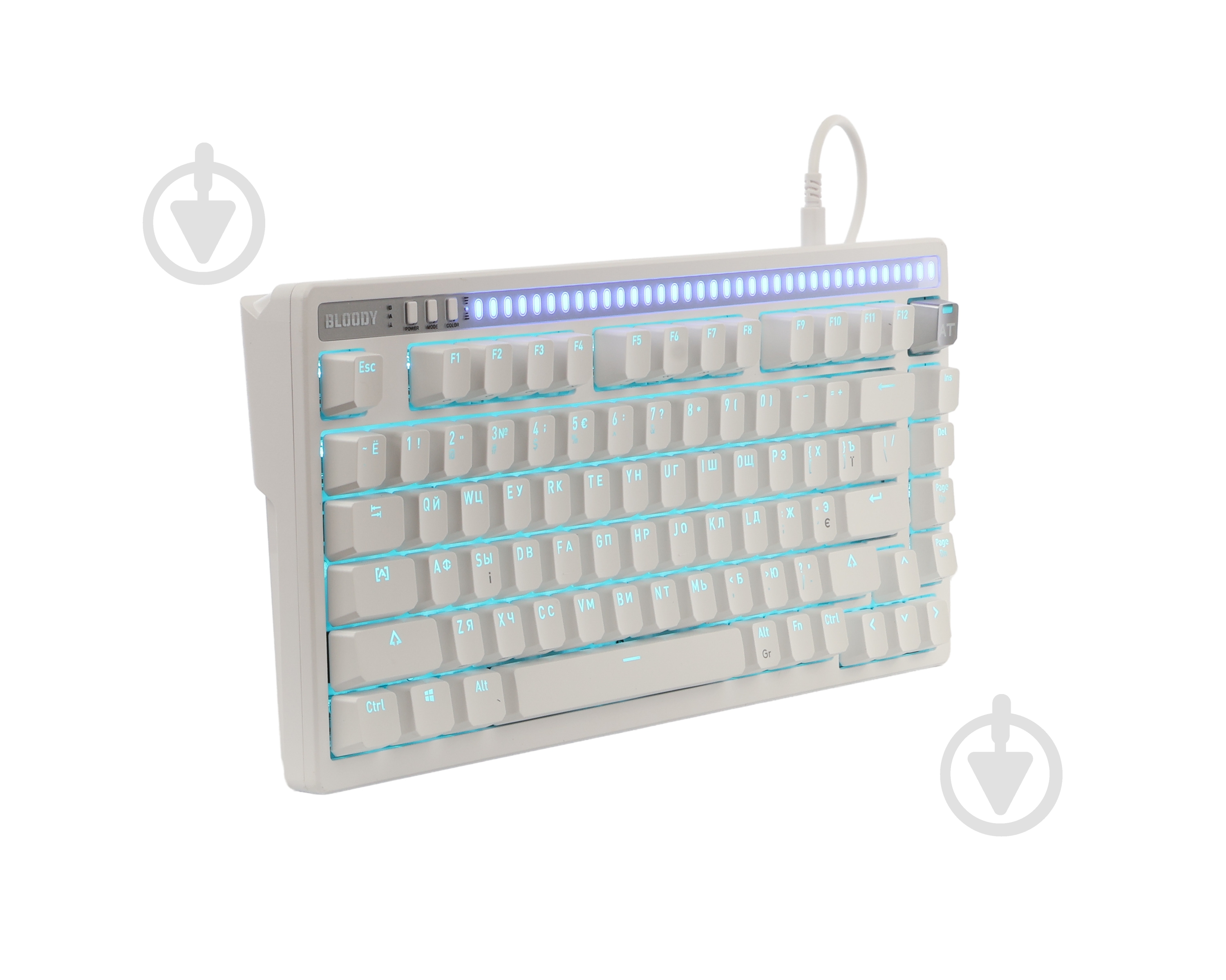 Клавиатура игровая BLOODY (AT75 (White)) Alpha Optical Switch white - фото 3