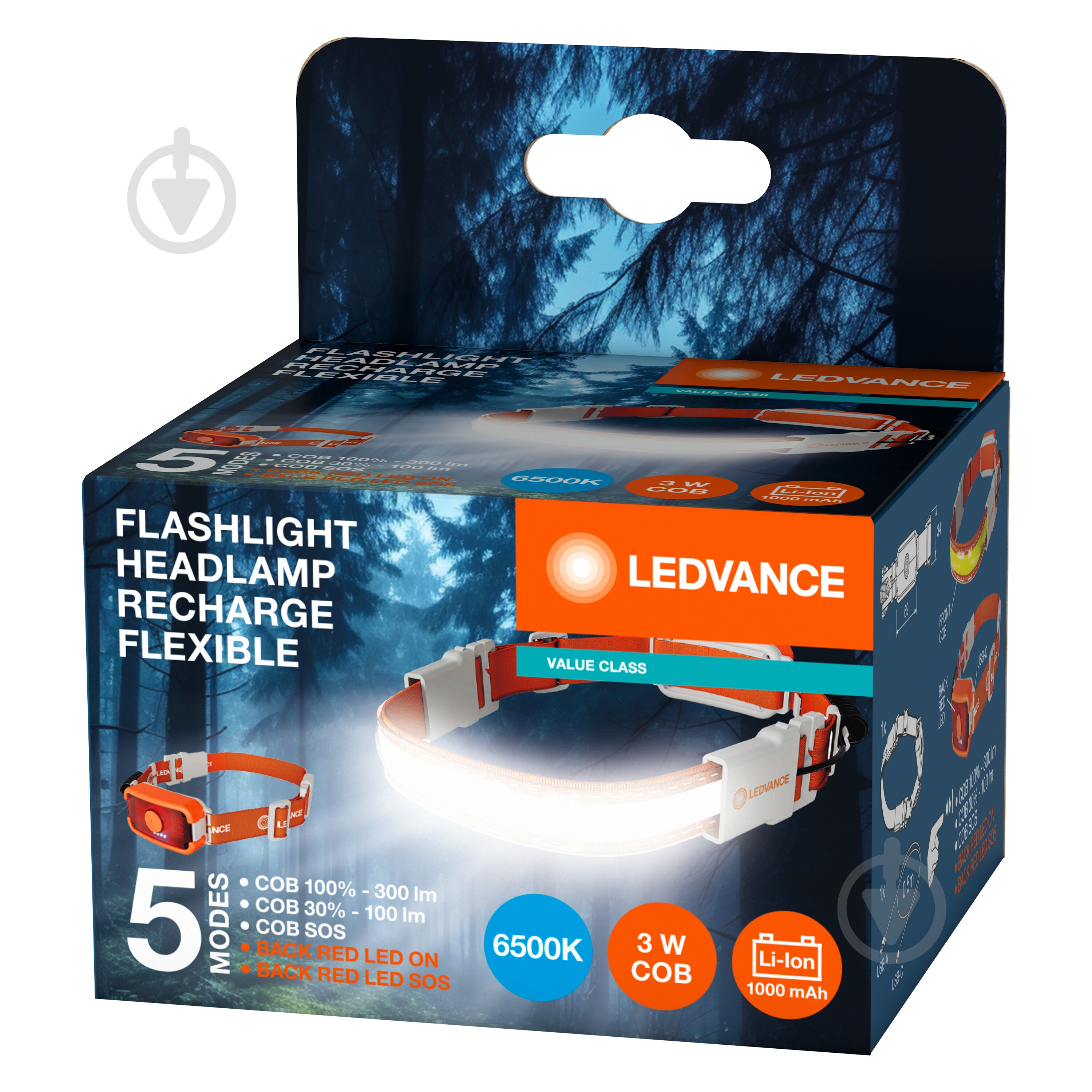 Фонарь налобный Ledvance FLASHLIGHT HEADLAMP RECHARGE FLEXIBLE - фото 5