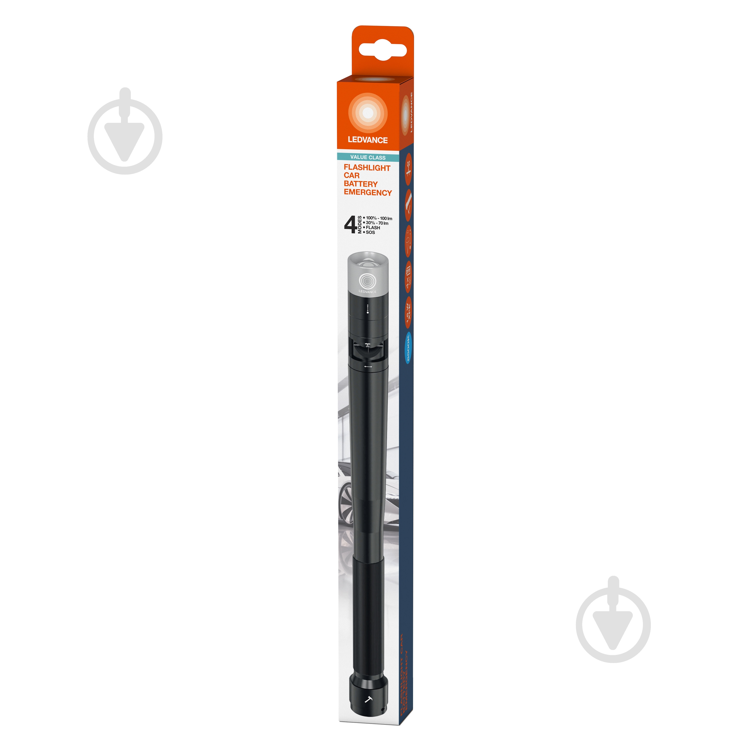 Фонарь поисковый Ledvance FLASHL CAR BTRY 4хAA 100 Lm черный - фото 1