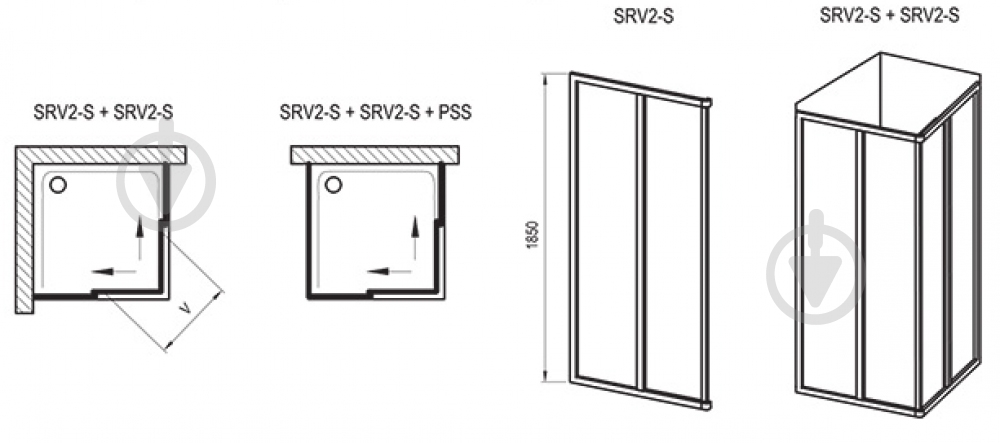 Душевые двери Ravak SRV2-S 80 Белый+Grape - фото 8