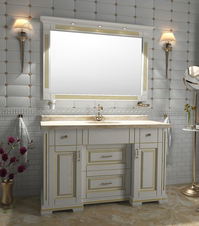 Тумба зі стільницею та умивальником Ваші Меблі Мрамор 130 1300x600x850 мм біла - фото 2