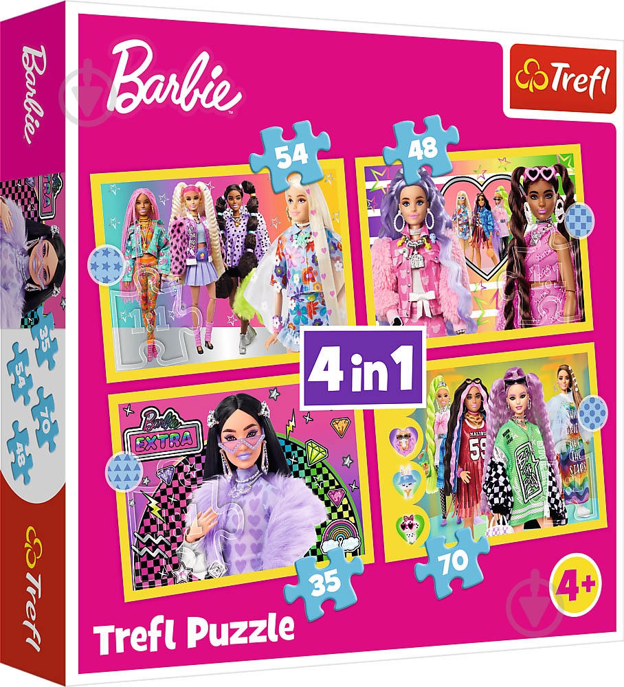 Пазл Trefl 4 в 1 Mattel Барби 34626 - фото 1
