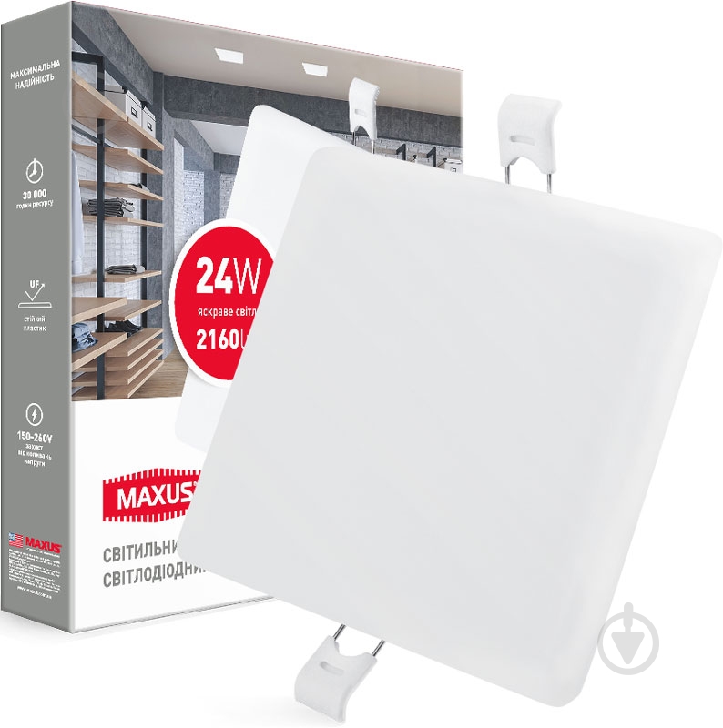 ВИТРИНА! Светильник точечный Maxus Sp Edge квадрат LED 24 Вт 4100 К белый - фото 2 ВИТРИНА! Светильник точечный Maxus Sp Edge квадрат LED 24 Вт 4100 К белый - фото 2