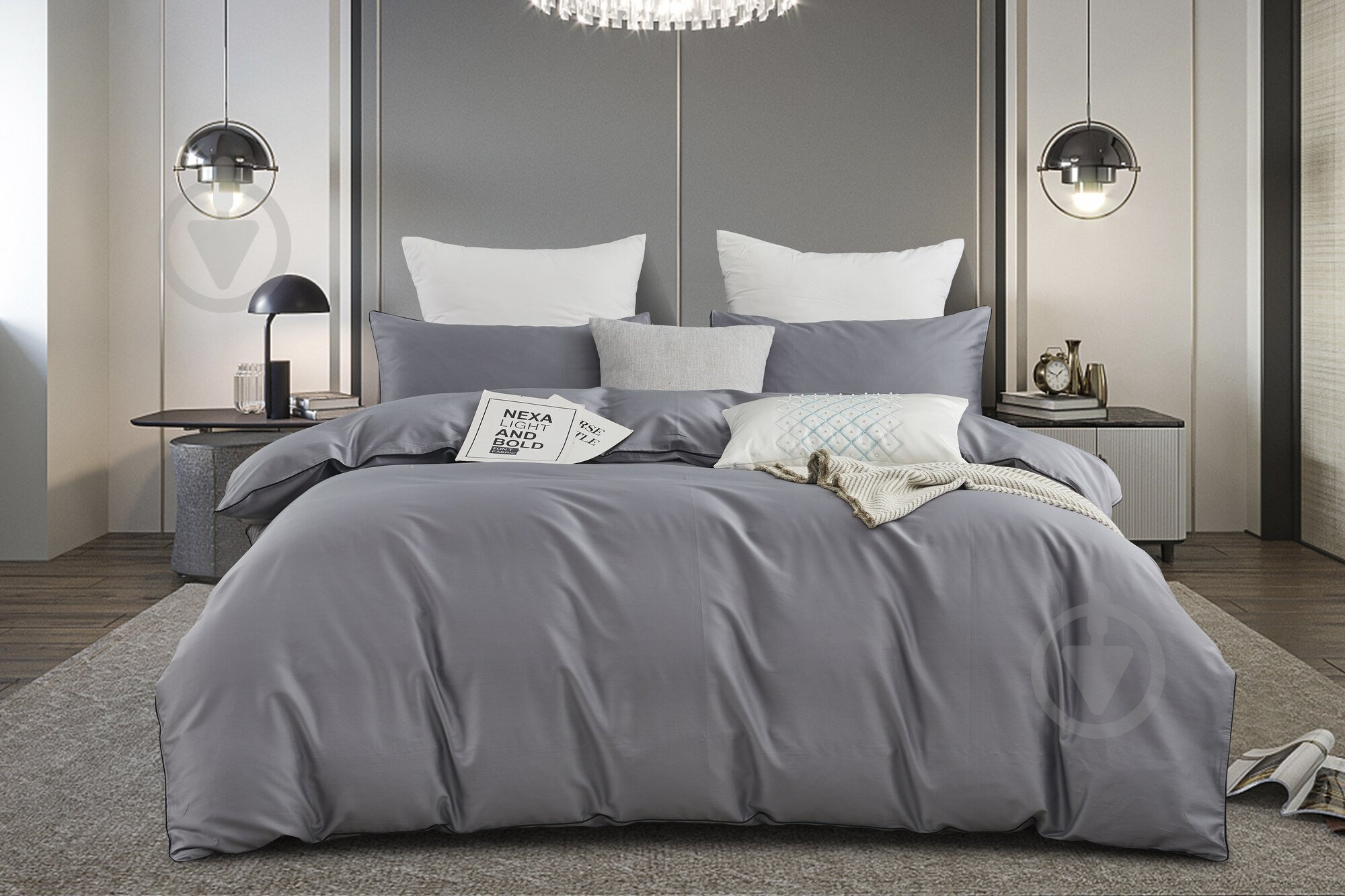 Комплект постельного белья Solid семейный темно-серый La Nuit - фото 2 Комплект постельного белья Solid семейный темно-серый La Nuit - фото 2