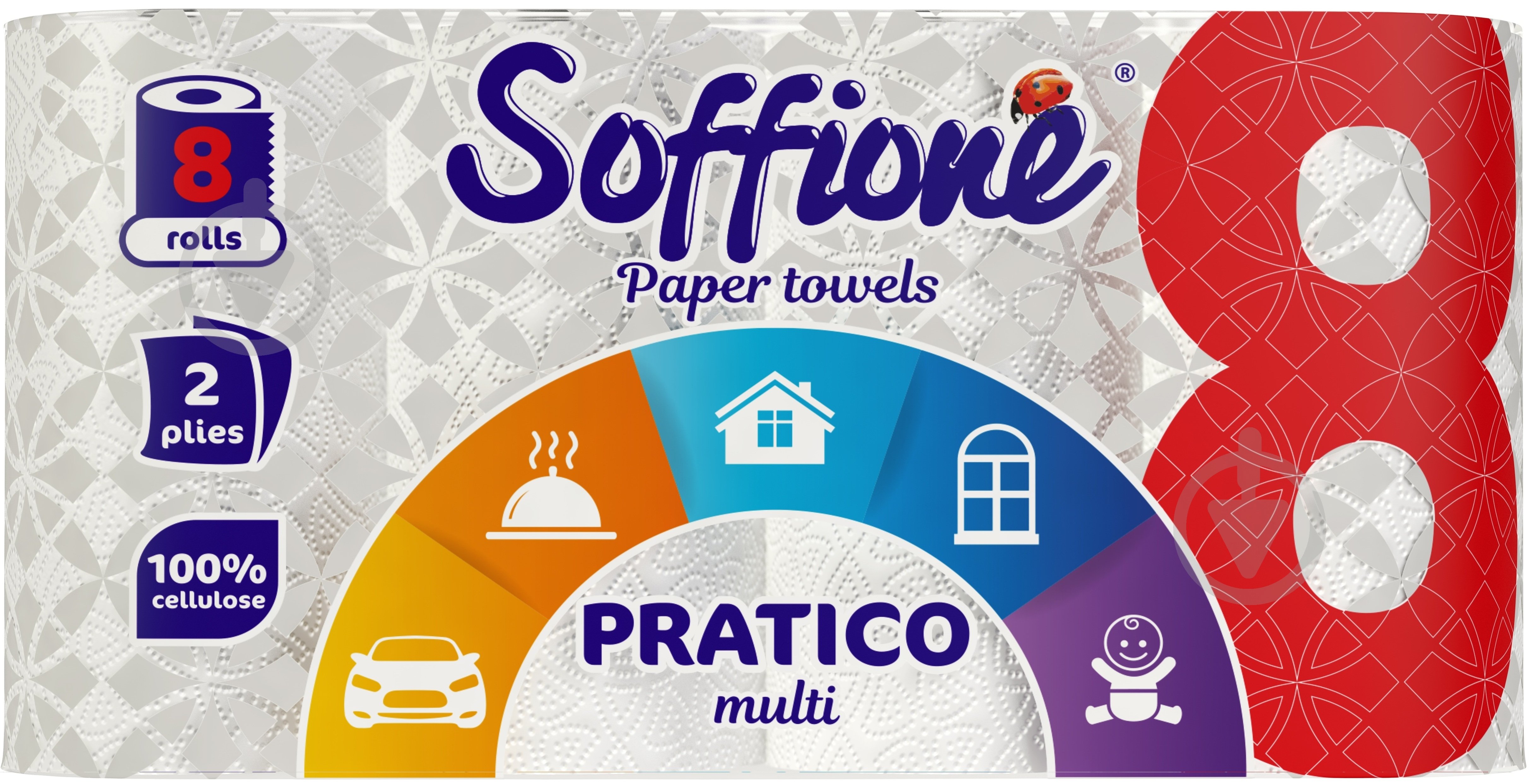 Паперові рушники Soffione Pratico multi двошаровий 8 шт. - фото 1