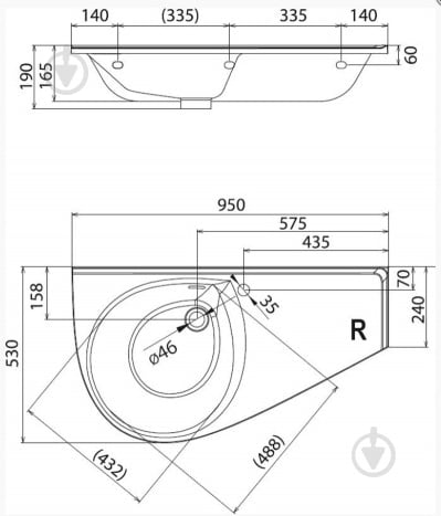Умывальник Ravak Avocado Comfort R Xj9P1100000 - фото 4 Умывальник Ravak Avocado Comfort R Xj9P1100000 - фото 4
