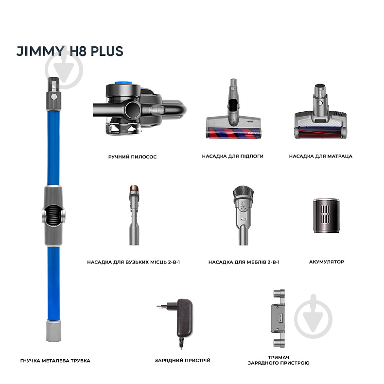 Пылесос аккумуляторный JIMMY H8 Plus blue - фото 2