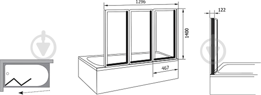 Штора для душа Ravak VS3 -130 (Grape) white - фото 3