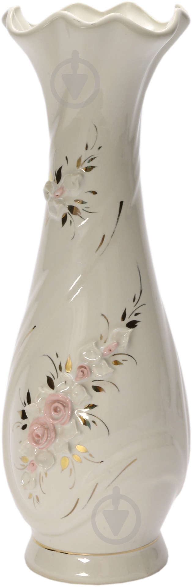 Ваза керамическая бежевая Вьюнок 29х18 см - фото 1 Ваза керамическая бежевая Вьюнок 29х18 см - фото 1