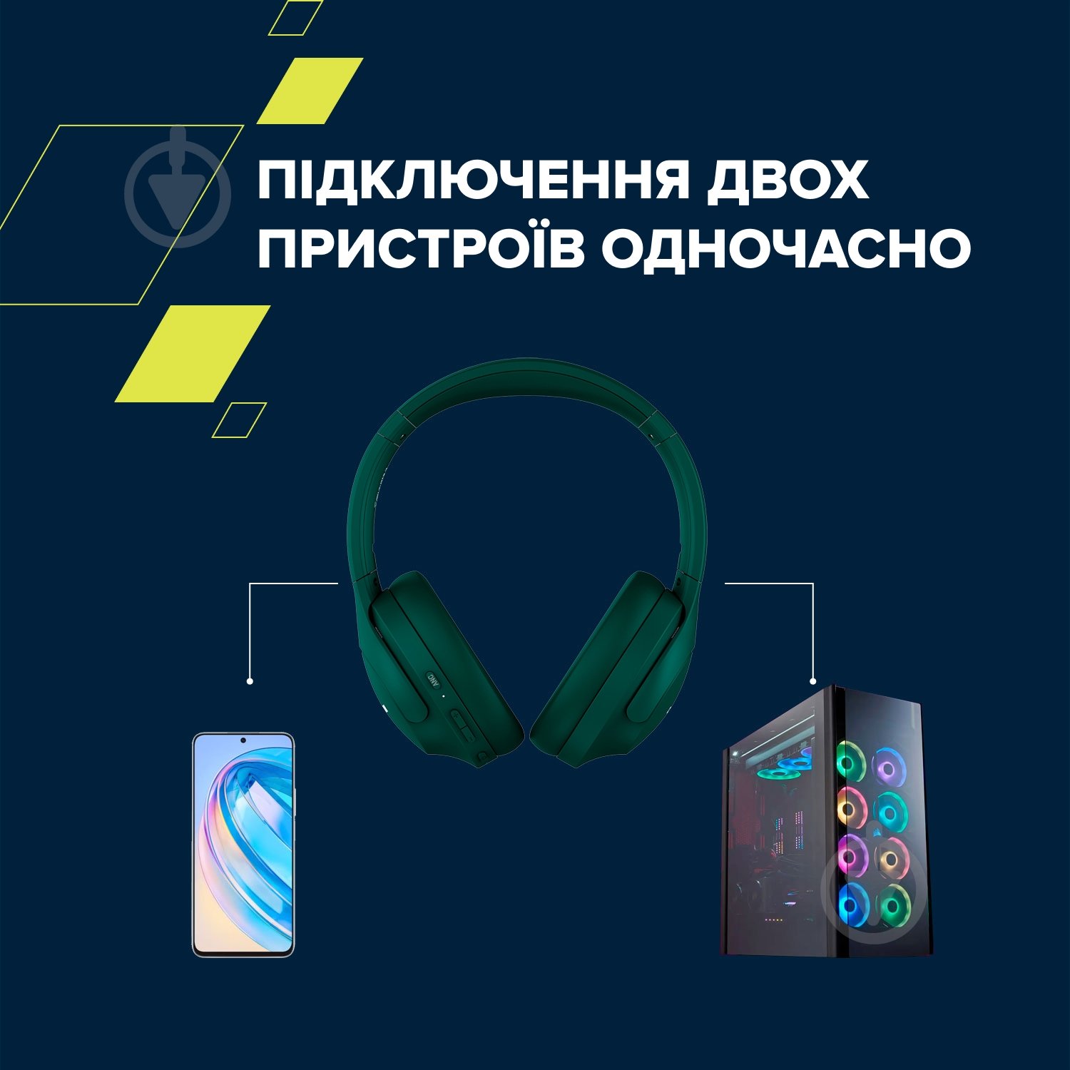 Навушники Canyon OnRiff 10 ANC Bluetooth green (CNS-CBTHS10GN) - фото 12
