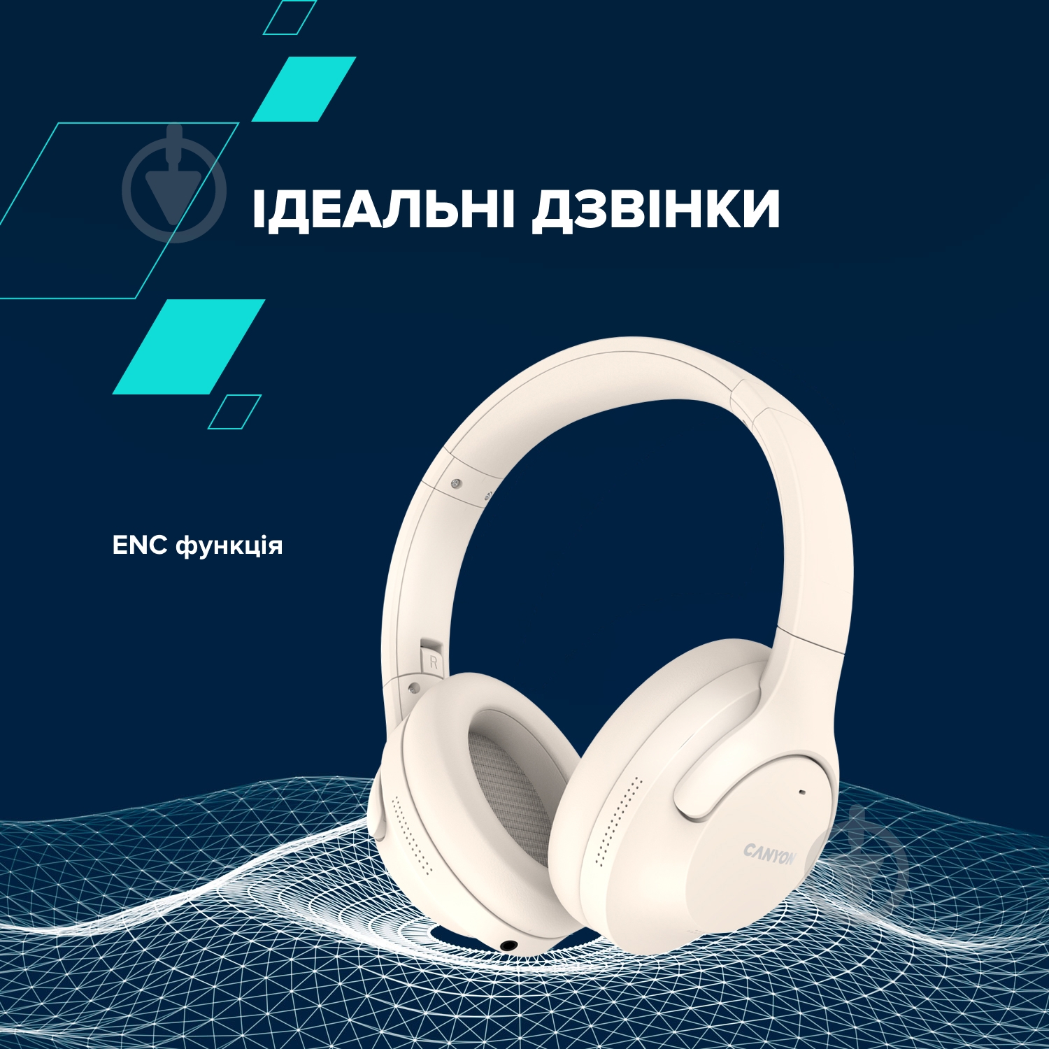 Навушники Canyon OnRiff 10 ANC Bluetooth beige (CNS-CBTHS10BG) - фото 7